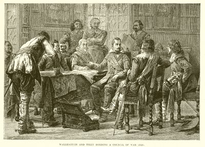 Wallenstein en Tilly houden een krijgsraad (1626) door English School