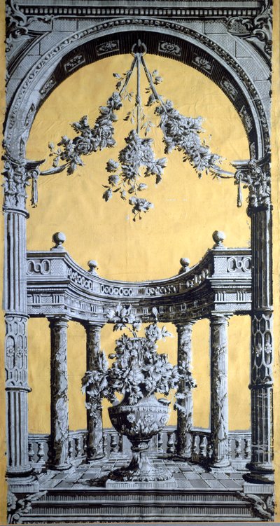 Behang, ca. 1790 Chiaroscuro print van houtsnede, uit Bourton-on-the-Water door English School