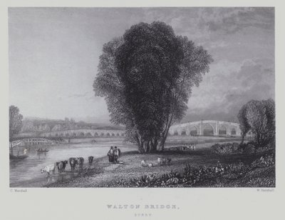 Walton Brug, Surrey (gravure) door English School