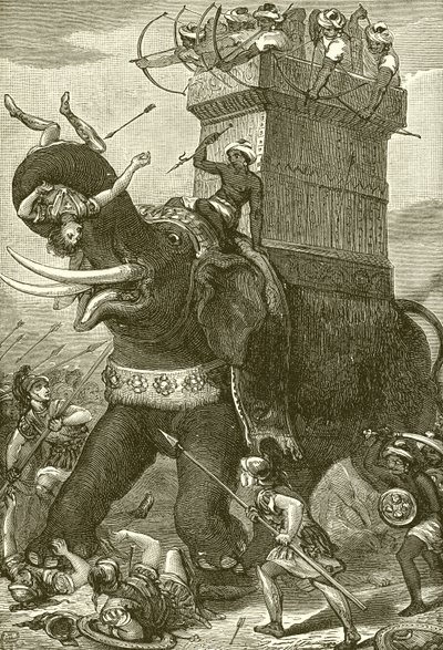Oorlogsolifant in het leger van koning Darius door English School