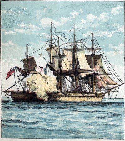 Oorlog van 1812 tussen de Verenigde Staten en Groot-Brittannië: de Chesapeake-fregat tijdens de zeeslag tegen de Britse fregat 