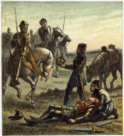 Oorlog van de Twee Rozen: dood van koning Richard III (1452-1485) tijdens de Slag bij Bosworth Field, tussen Richard III en Henri, hertog van Richmond op 22/08/1485. De laatste ontving de kroon van de afgezette koning en werd Henry VII, bekend als Henry Tu door English School