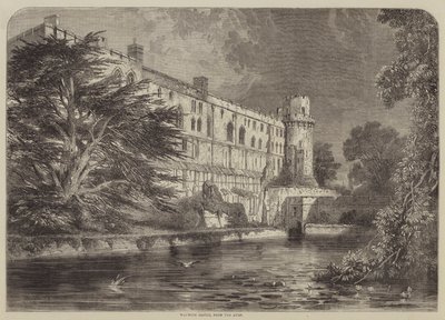 Warwick Castle, vanaf de Avon (gravure) door English School