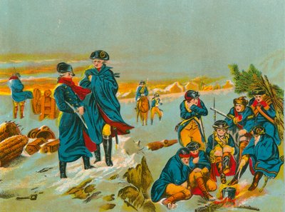 Washington en Lafayette in Valley Forge door English School