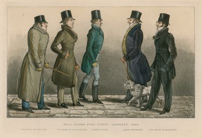 Bekende Bond Street loungers, 1820 door English School