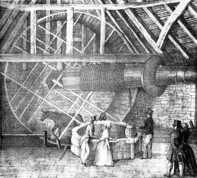 Put hijskraan aangedreven door een ezel, ca. 1870 door English School