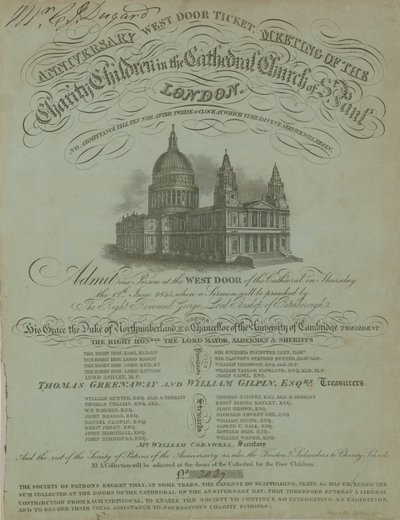 Westdeur ticket voor de jubileumbijeenkomst van de Charity Children door English School