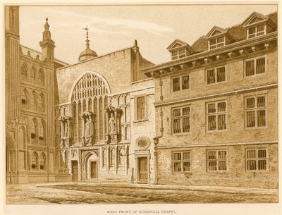 Westelijke voorkant van Guildhall Kapel, Londen door English School