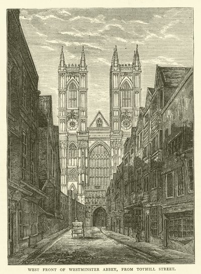 Westgevel van Westminster Abbey, vanaf Tothill Street door English School