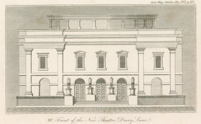 Westgevel van het nieuwe Drury Lane Theatre, Londen door English School