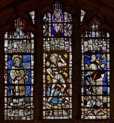 Westelijk raam met St. Christoffel, St. Joris, St. Laurentius door English School