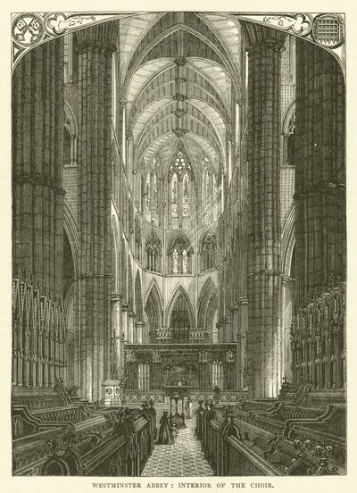 Westminster Abbey, interieur van het koor door English School