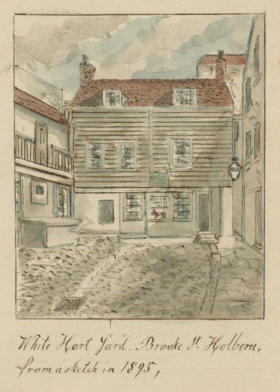 White Hard Yard, Brooke Street, Holborn, Londen, naar een schets in 1895 door English School