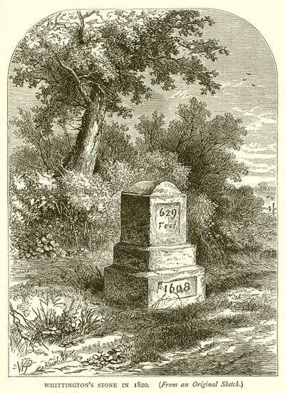 Whittingtons Steen in 1820 door English School