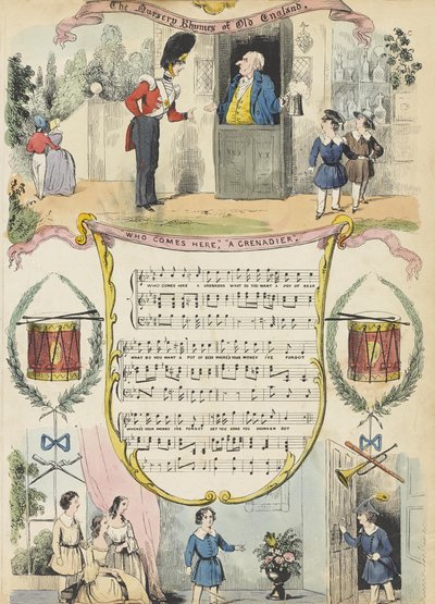 Wie komt hier; Een grenadier, ca. 1850 door English School