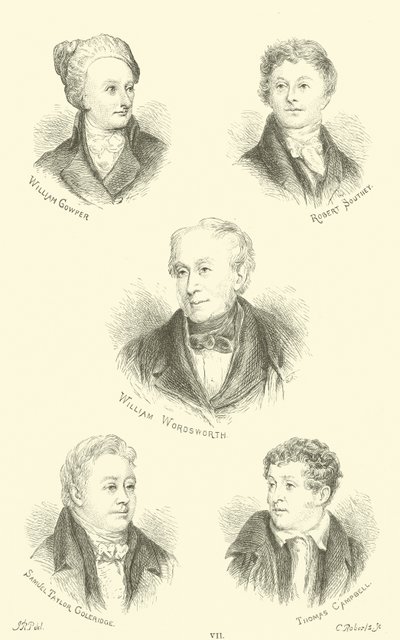 William Cowper, Robert Southey, William Wordsworth, Samuel Taylor Coleridge, Thomas Campbell door English School