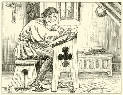 William Evesham Schrijvend door English School