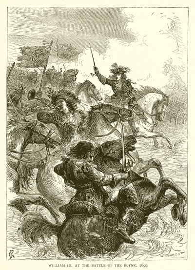Willem III bij de Slag aan de Boyne, 1690 door English School