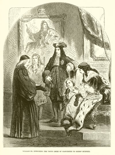 Willem III vertrouwt de jonge hertog van Gloucester toe aan bisschop Burnett door English School