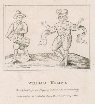 William Kempe, de oorspronkelijke vertolker van Dogberry in Much Ado About Nothing door English School