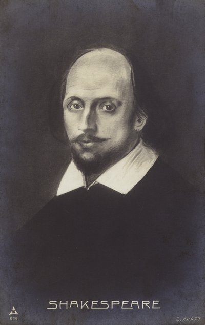 William Shakespeare (c1564-1616), Engels toneelschrijver en dichter (litho) door English School