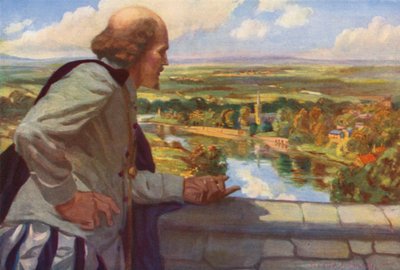 William Shakespeare kijkt uit over Engeland door English School