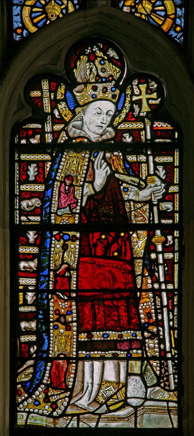 Raam Ew met St. Thomas Becket met juwelen van ingelegd glas door English School