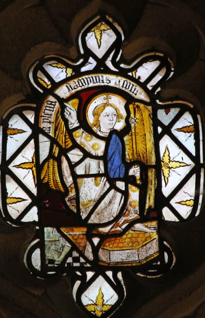 Raam St. Nectan Kapel Ew met de Aartsengel Gabriël uit de Annunciatie door English School