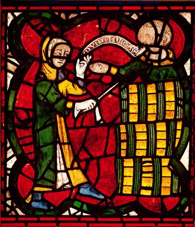 Raam met een tonverkoper, ca.1300 door English School
