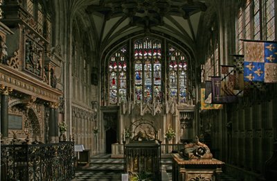 Raam met het oostelijke raam van de Beauchamp-kapel door English School