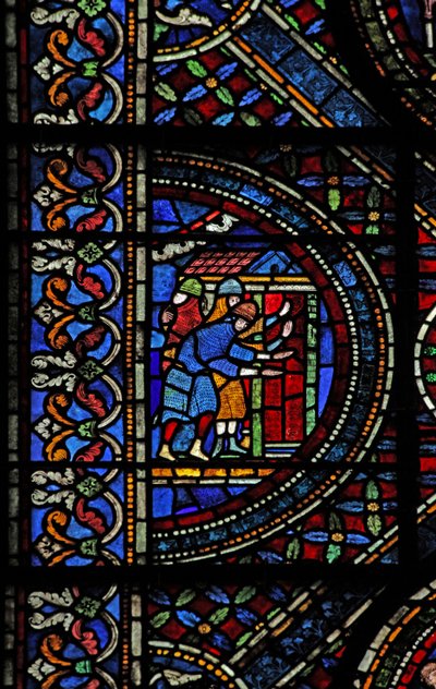 Een scène uit het leven van St. Thomas Becket: Ridders bij de deur van Canterbury door English School