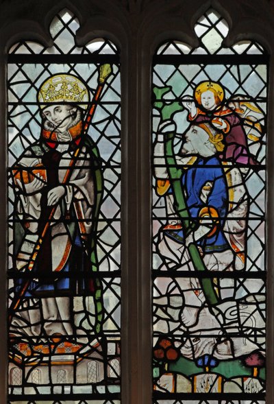 Raam met een heilige koning en St. Christoffel door English School