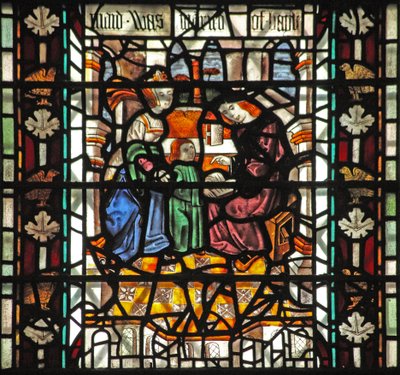 Raam w58 met St. Thomas Becket op school door English School
