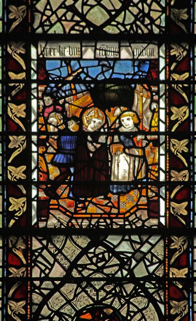 Raam w58 met een scène uit het verhaal van St. Thomas Becket - een inschepingsscène door English School