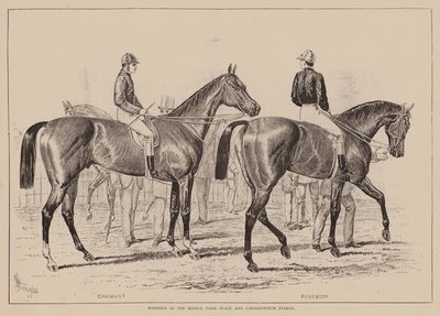 Winnaars van de Middle Park Plate en Caesarewitch Stakes (gravure) door English School