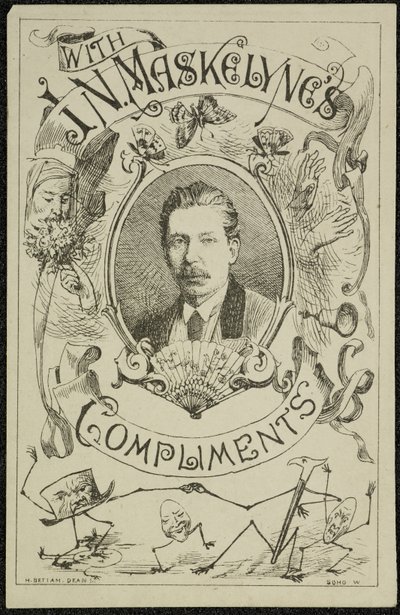 Met de complimenten van J. N. Maskelyne, ca. 1875 (gravure) door English School