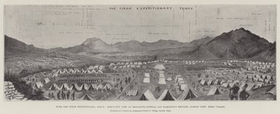 Met de Tirah Expeditionaire Macht, vogelvlucht van de brigade van brigadegeneraal Ian Hamilton, Barkai-kamp, Bara-vallei door English School