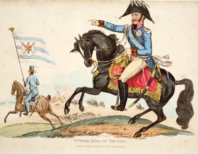 Wm Fred. Koning van Pruisen, uitgegeven door Richard Evans, gegraveerd door Romney, illustratie uit Een Historisch Verslag van de Slag bij Waterloo door William Mudford, 1816 door English School