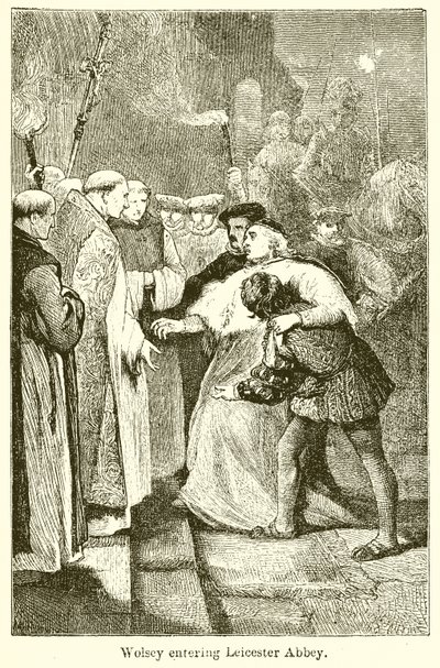 Wolsey betreedt Leicester Abbey door English School
