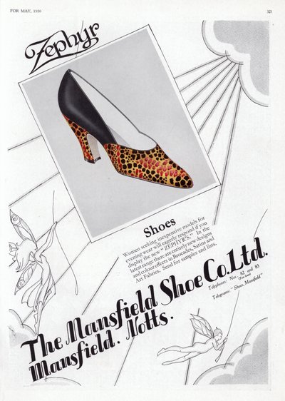 Advertentie voor damesschoenen, 1930s door English School