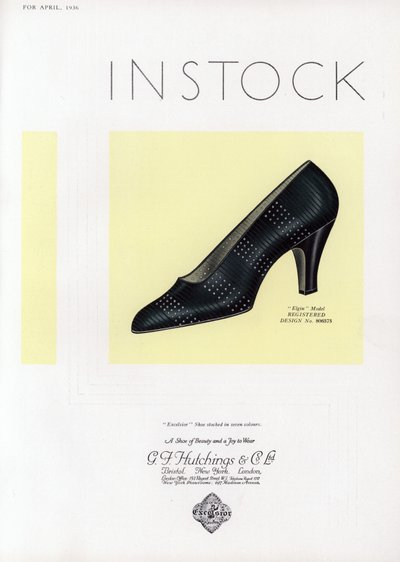 Advertentie voor damesschoenen, 1930s door English School