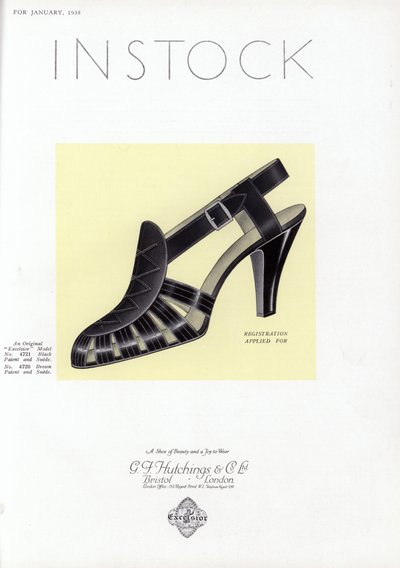 Advertentie voor damesschoenen, 1930s door English School