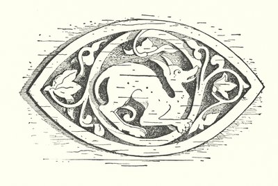 Houtsnijwerk: Hond (gravure) door English School