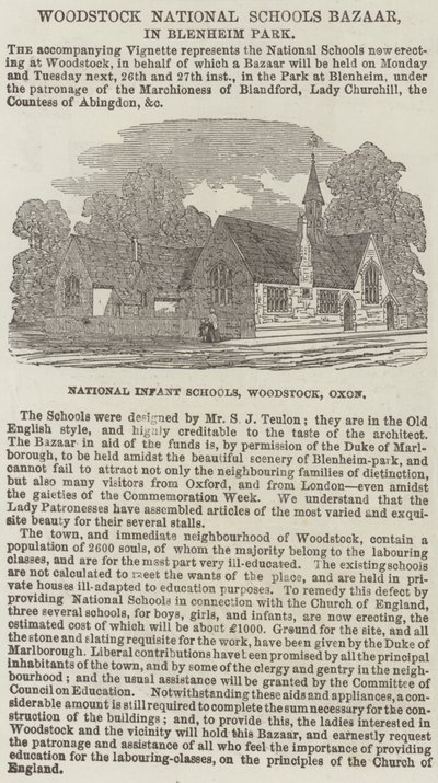 Woodstock Nationale Scholen Bazaar, in Blenheim Park (gravure) door English School