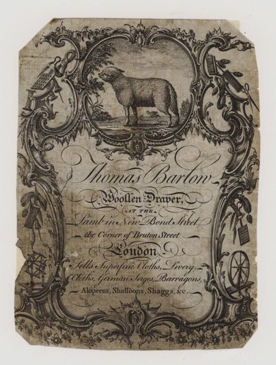 Wollenstoffenhandelaren, Thomas Barton, handelskaart door English School