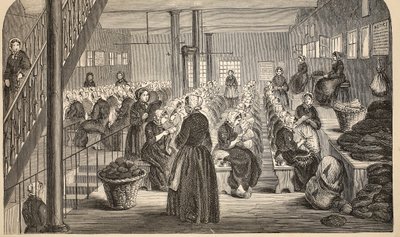 Werkruimte, op het Silent System, in het House of Correction, Tothill Fields, illustratie uit The Criminal Prisons of London and Scenes from Prison Life door Henry Mayhew en John Binny, uitgegeven in 1862 door English School