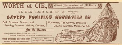 Worth et Cie, 134 New Bond Street, Londen, advertentie door English School