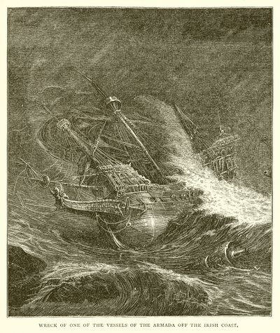Wrak van een van de schepen van de Armada voor de Ierse kust door English School