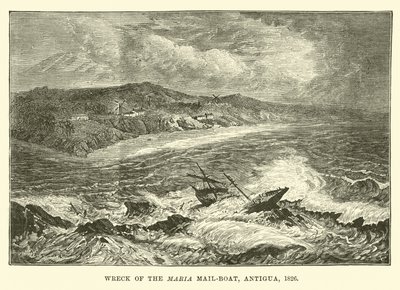 Schipbreuk van de Maria Mail-boot, Antigua, 1826 door English School