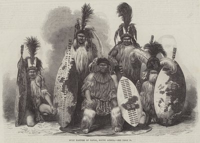 Zulu Kaffers van Natal, Zuid-Afrika (gravure) door English School